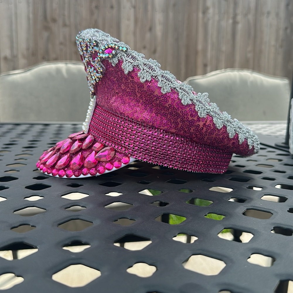 Pink Rhinestone Bling 21 Birthday Captain Festival Party Vegas Hat Dolly Parton - Picture 4 of 7